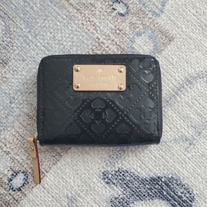 Kate Spade Black Patent Spade Zip Wallet